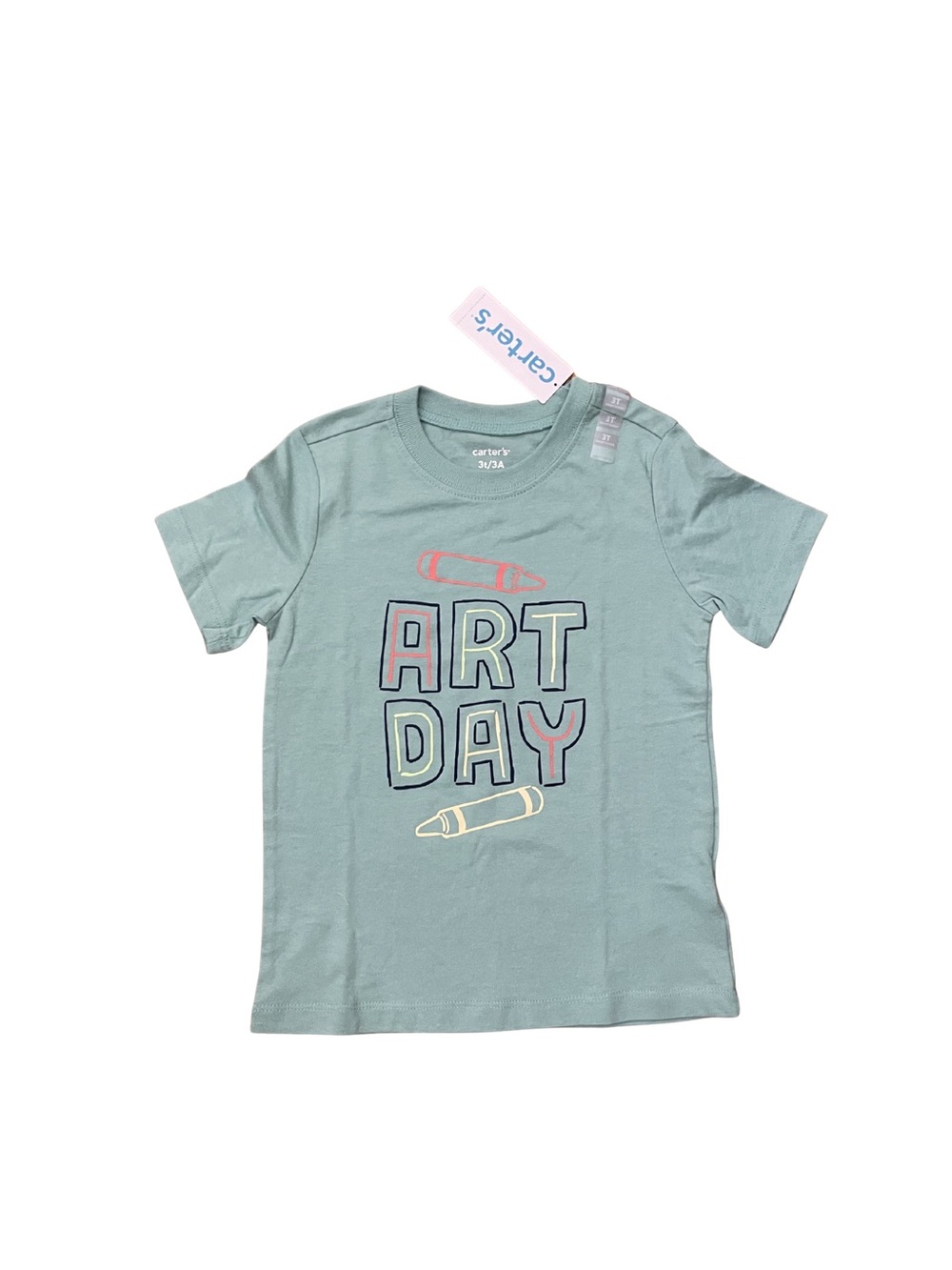 Carter’s Art Day Graphic Tee 3T | Girls Short Sleeve T-Shirt | Crayon Art Tee